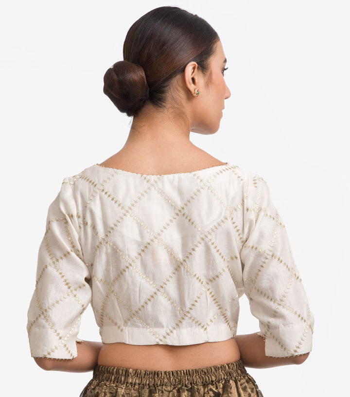 White Embroidered Chanderi Blouse