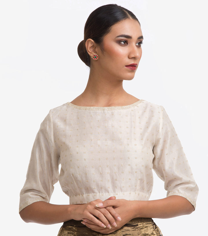 Ivory Embroidered Chanderi Blouse