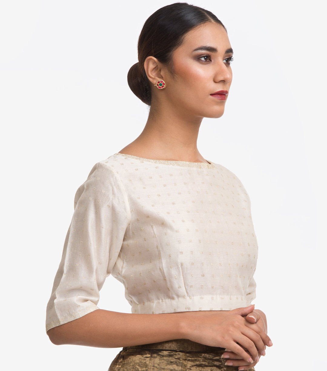 Ivory Embroidered Chanderi Blouse