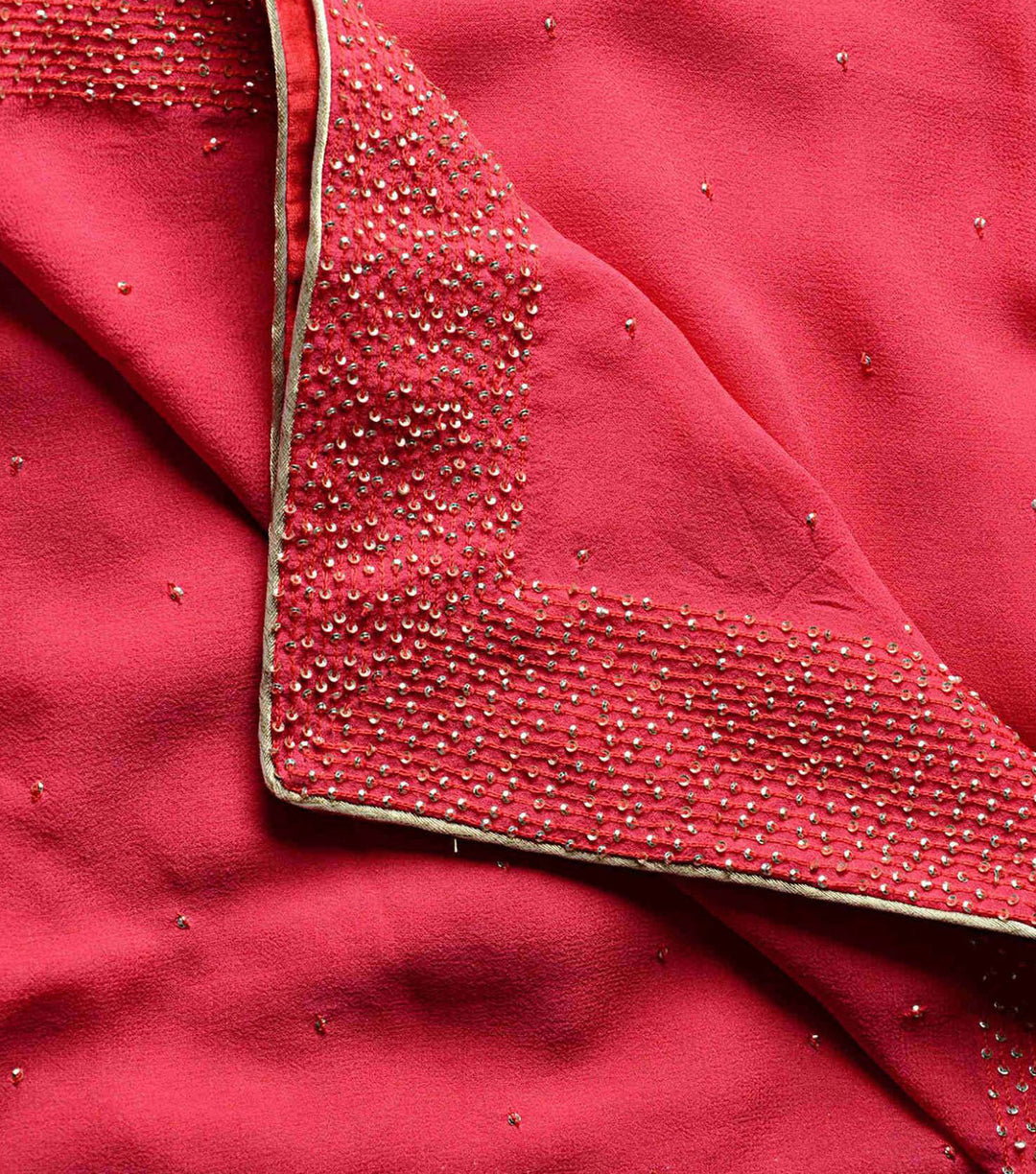 Red Georgette sequin dupatta