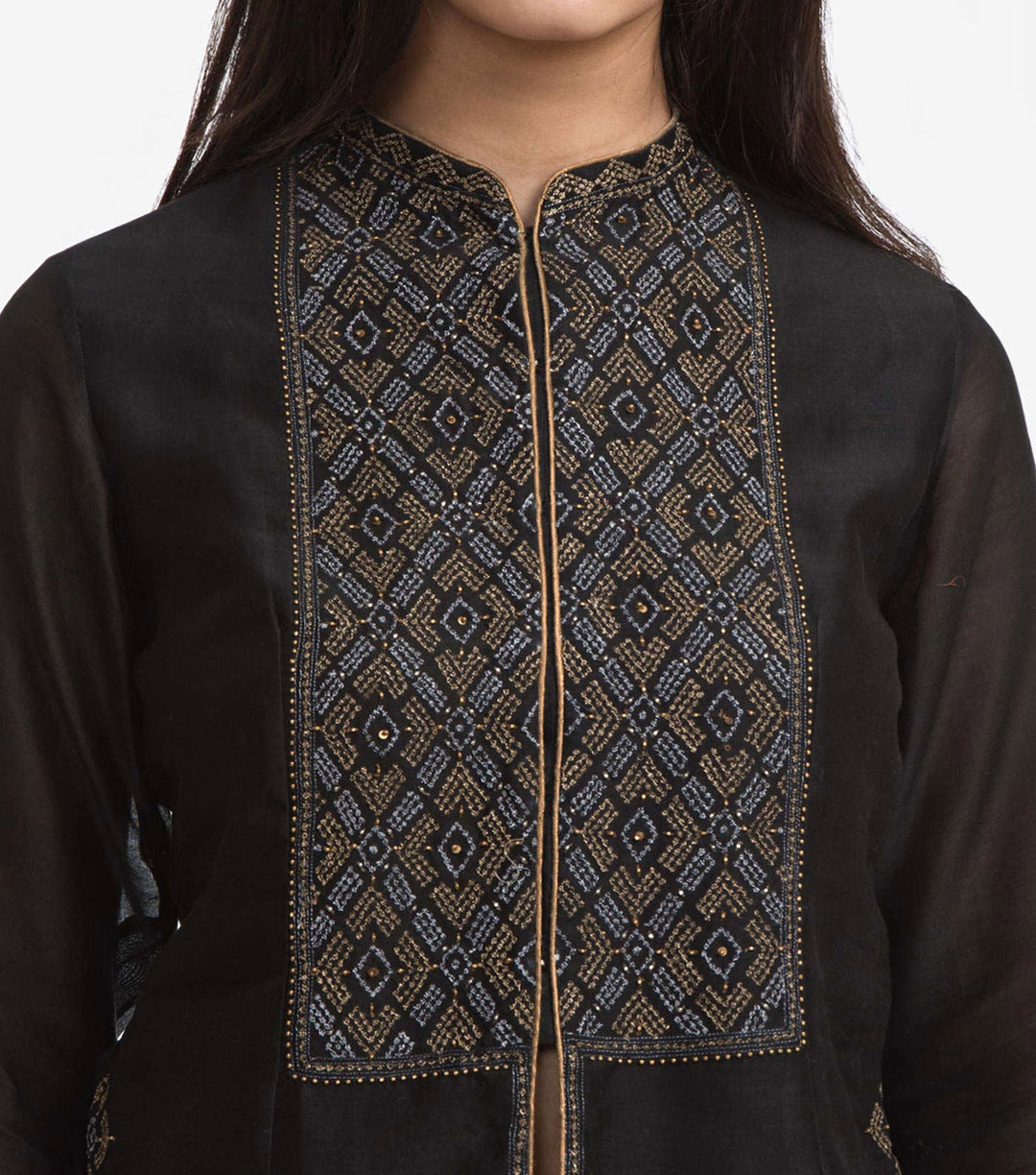 Black Embroidered Chanderi Blouse