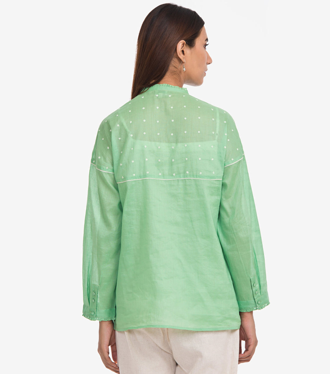 Green Button Down Embroidered Shirt