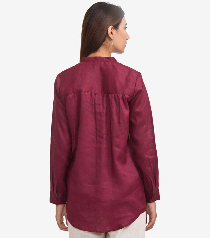 Maroon Button Down Basic Shirt