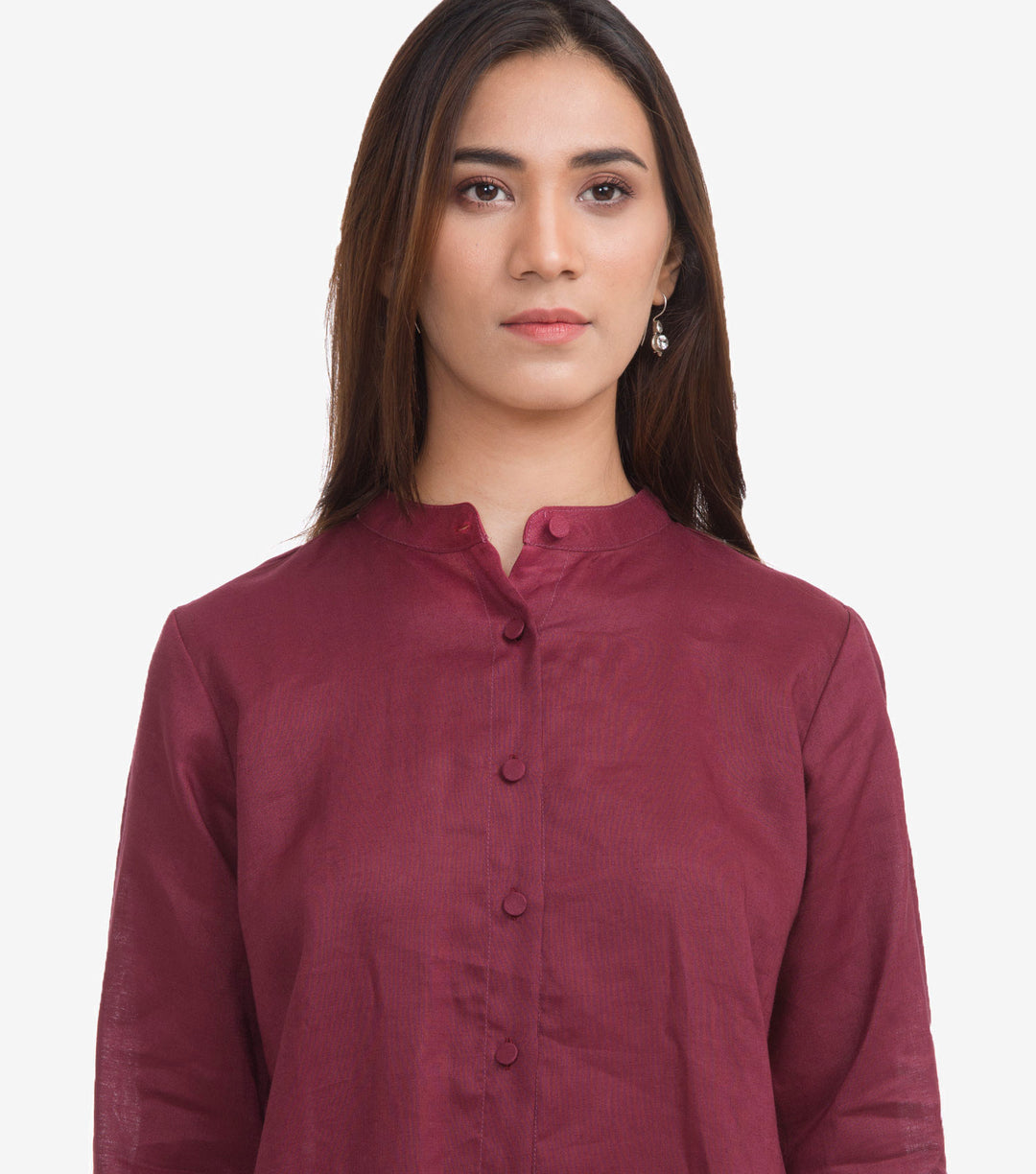 Maroon Button Down Basic Shirt