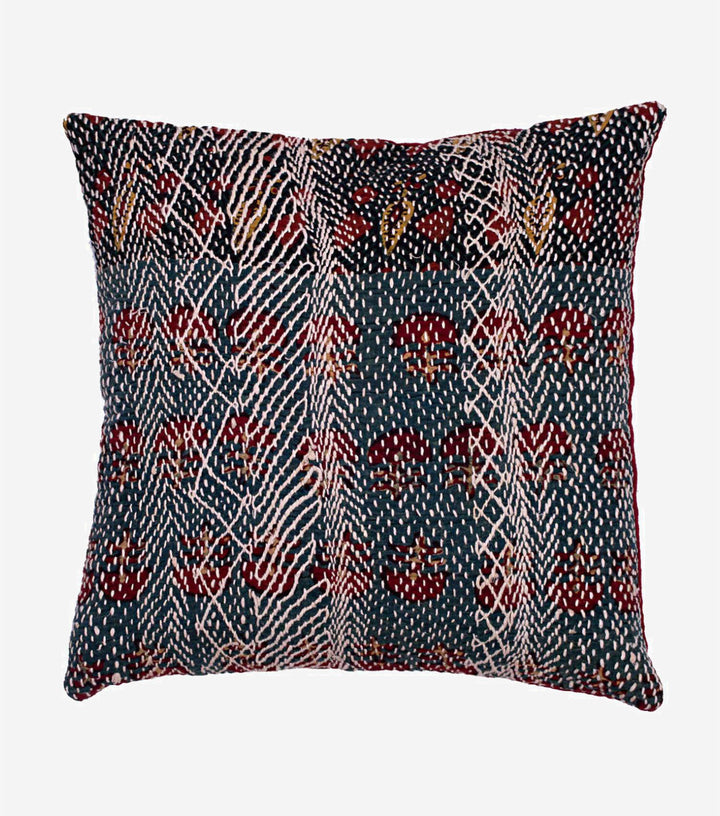 Kantha Embroidered Cotton Cushion Cover