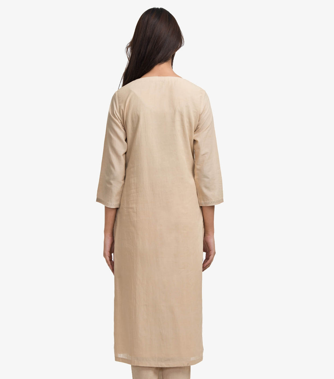 Beige Embroidered Kurta