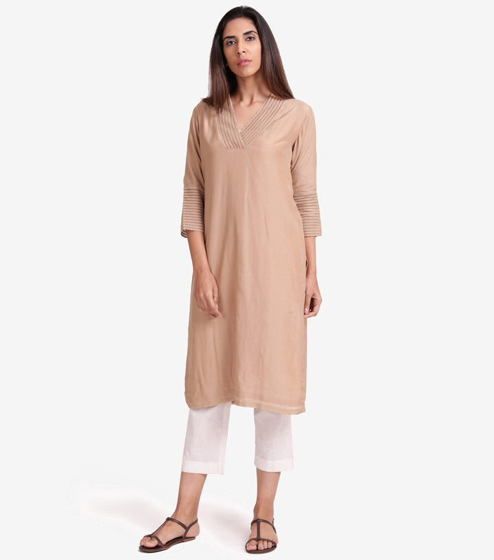 Beige cotton silk Suit set