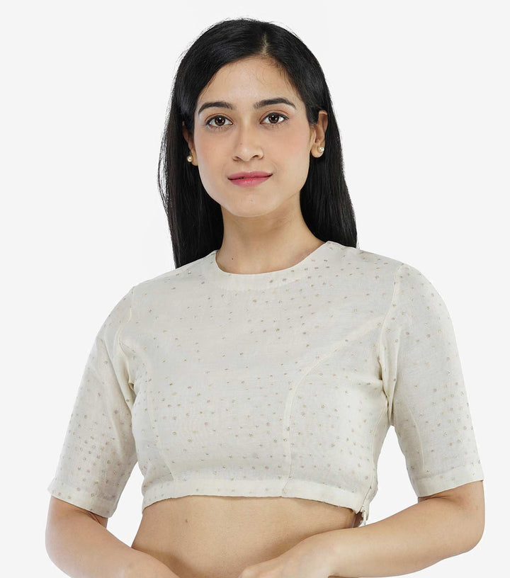 Ivory Embroidered Chanderi Blouse