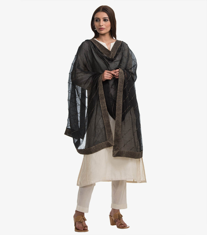 Black chanderi dupatta