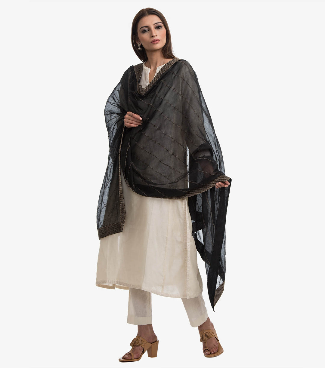 Black chanderi dupatta