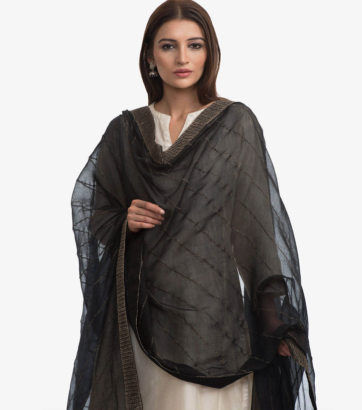 Black chanderi dupatta