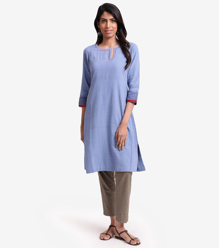 Blue khadi kurta