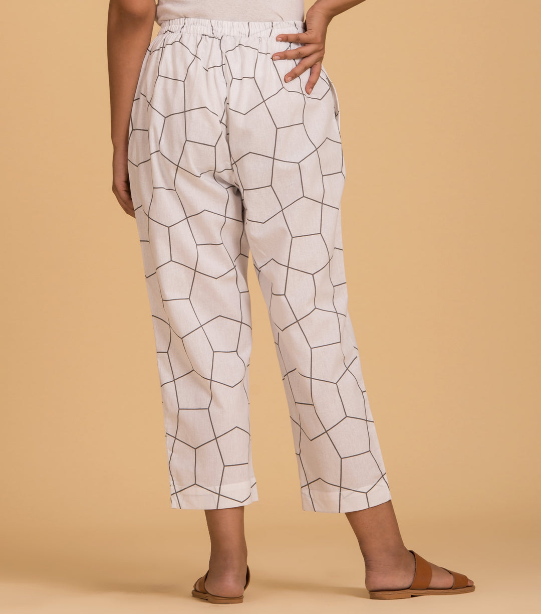 White printed cotton pant