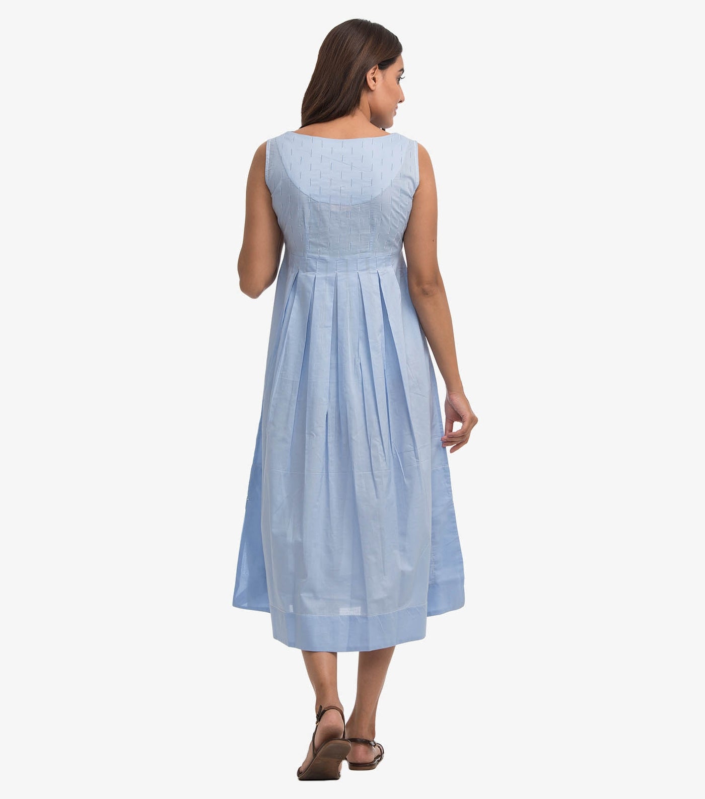 Blue cotton solid dress