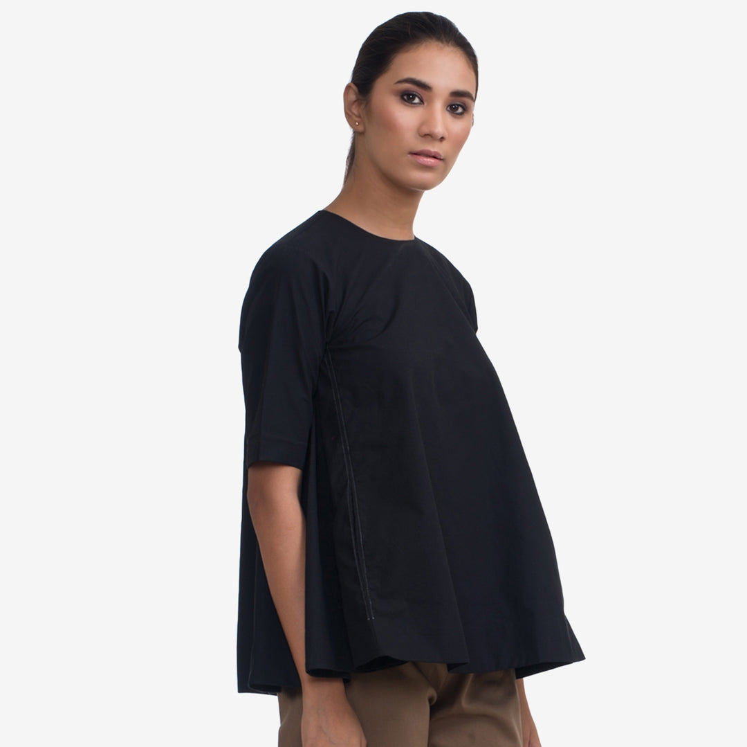 Black Flared Cotton Top