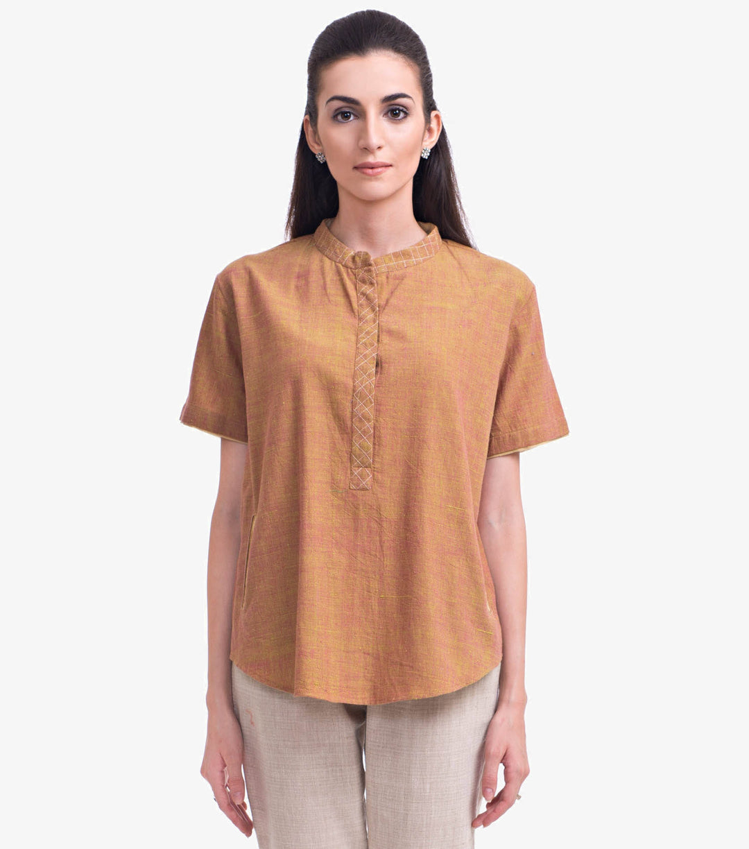 Mustard Yellow Khadi Solid Top