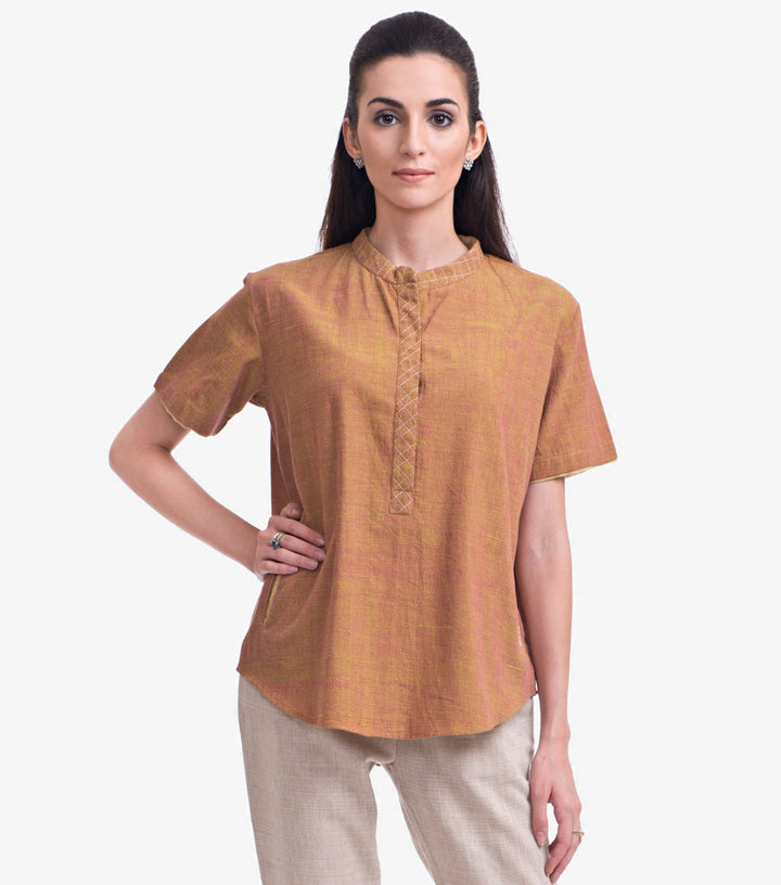 Mustard Yellow Khadi Solid Top