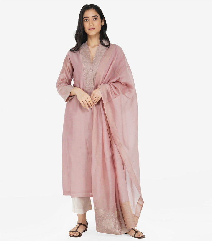 Blush Pink chanderi kurta & dupatta set