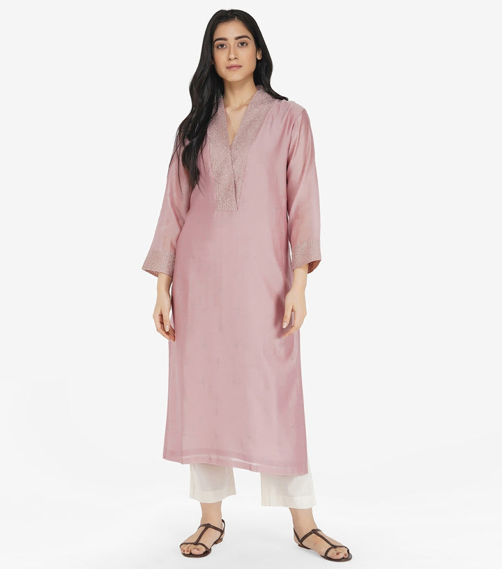 Blush Pink chanderi kurta & dupatta set