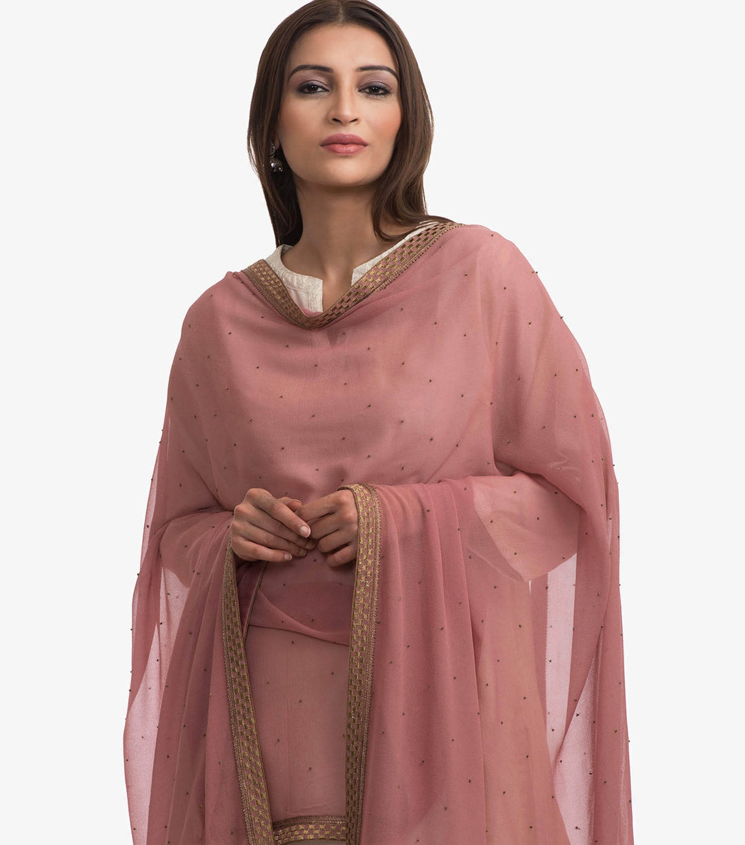 Pink Georgette Sequin Dupatta