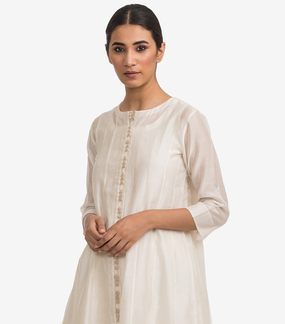 Ivory Chanderi Kalidar Suit Set