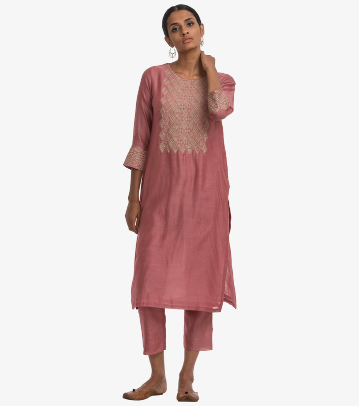 Pink Chanderi Solid Pant