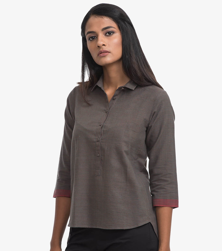 Grey khadi cotton shirt