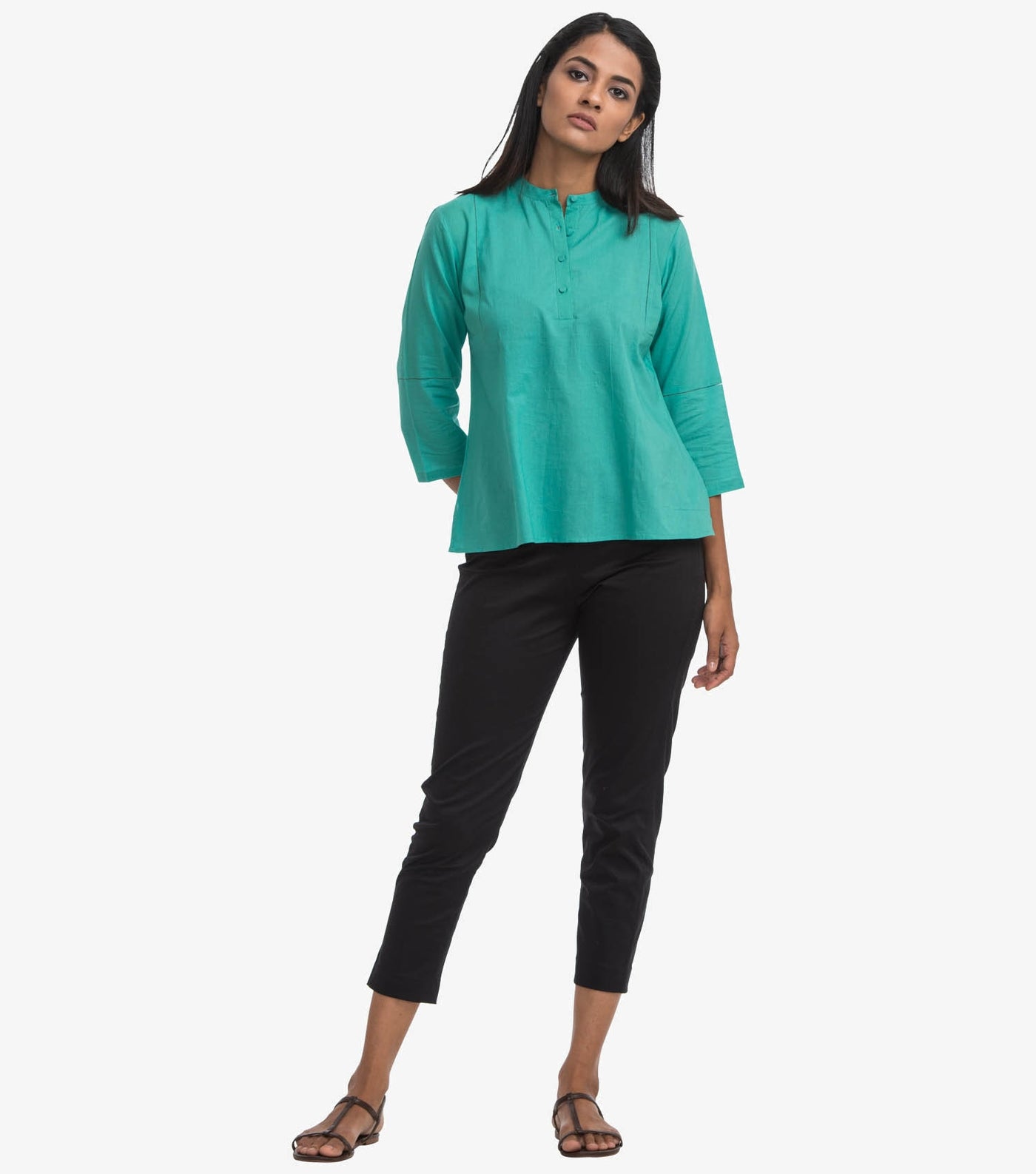 Green cotton solid top