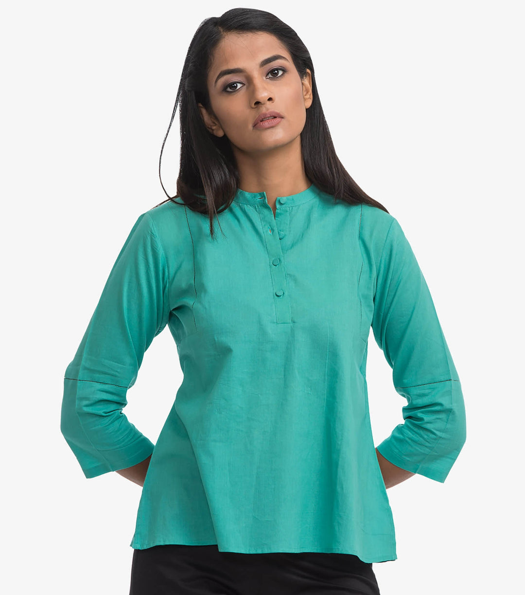 Green cotton solid top