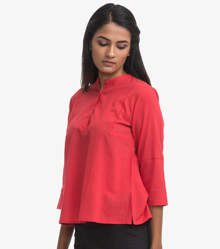 Coral cotton solid top