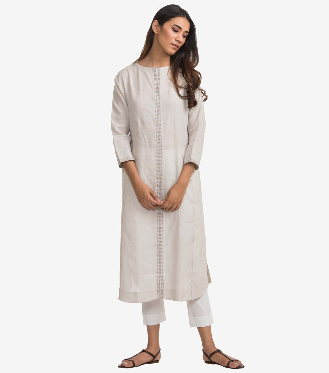 Ivory linen kurta