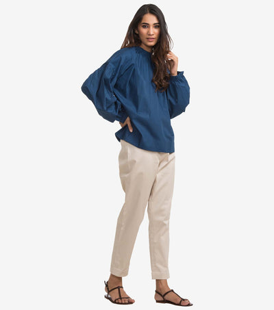 Blue Fine Cotton Poplin Top