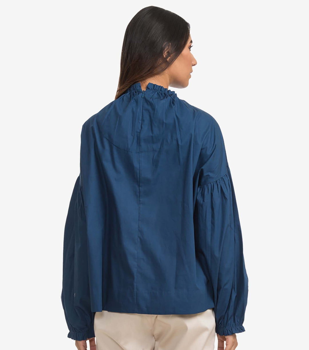 Blue Fine Cotton Poplin Top