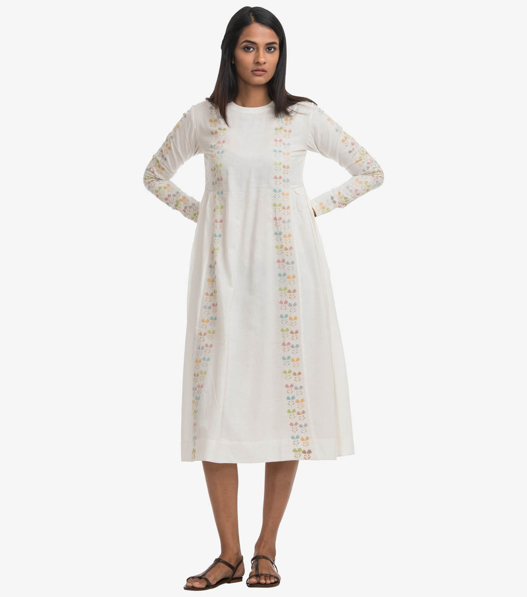 Natural cotton embroidered dress