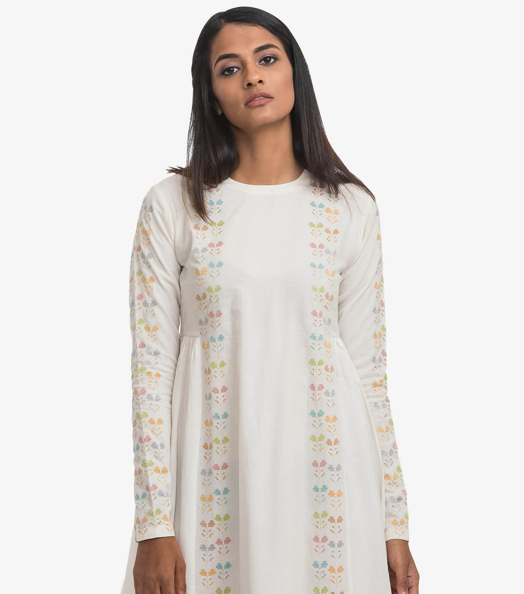 Natural cotton embroidered dress