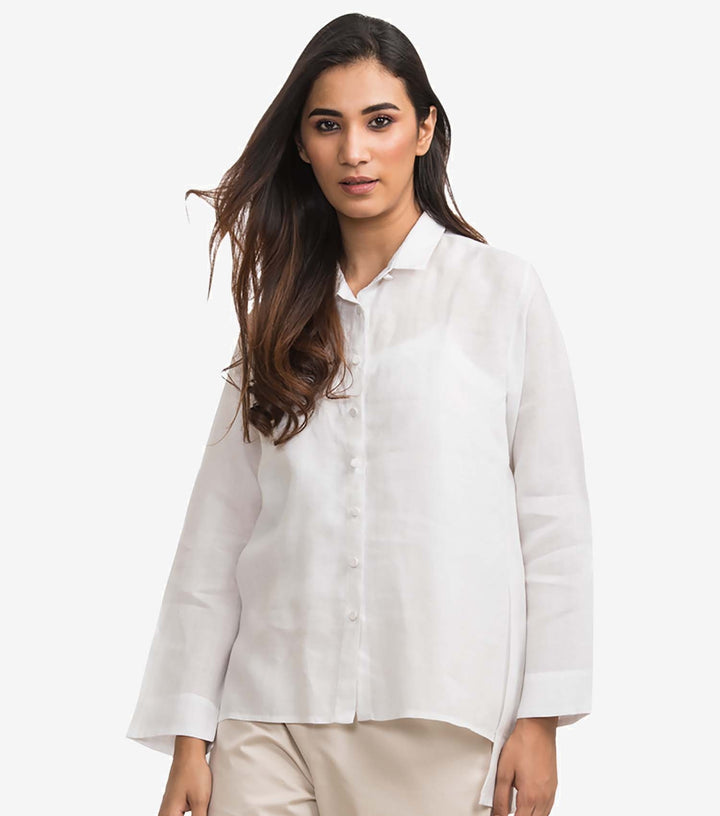 White linen solid shirt