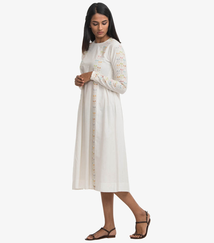 Natural cotton embroidered dress