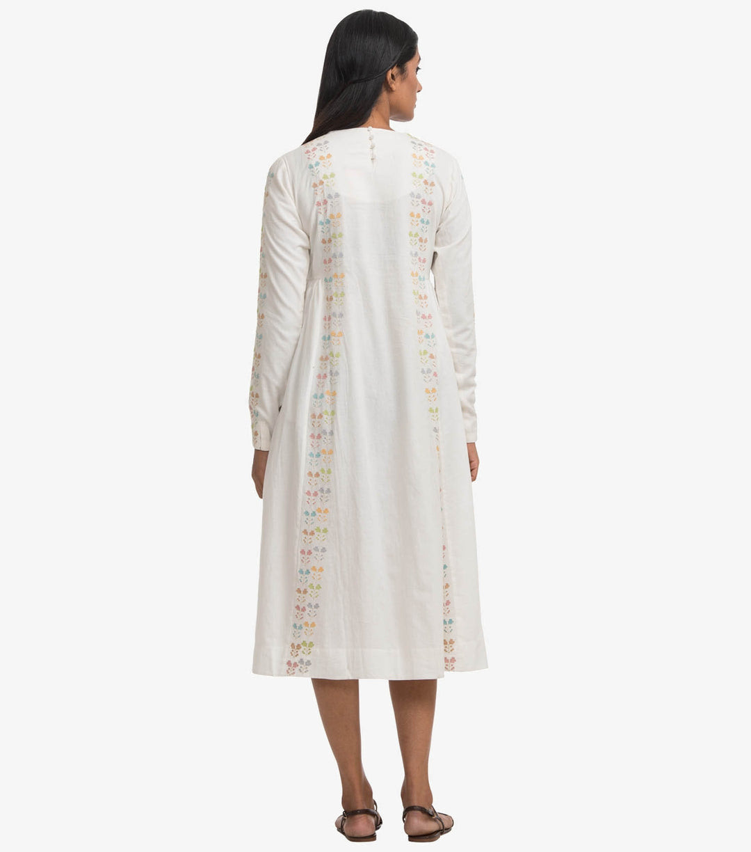 Natural cotton embroidered dress