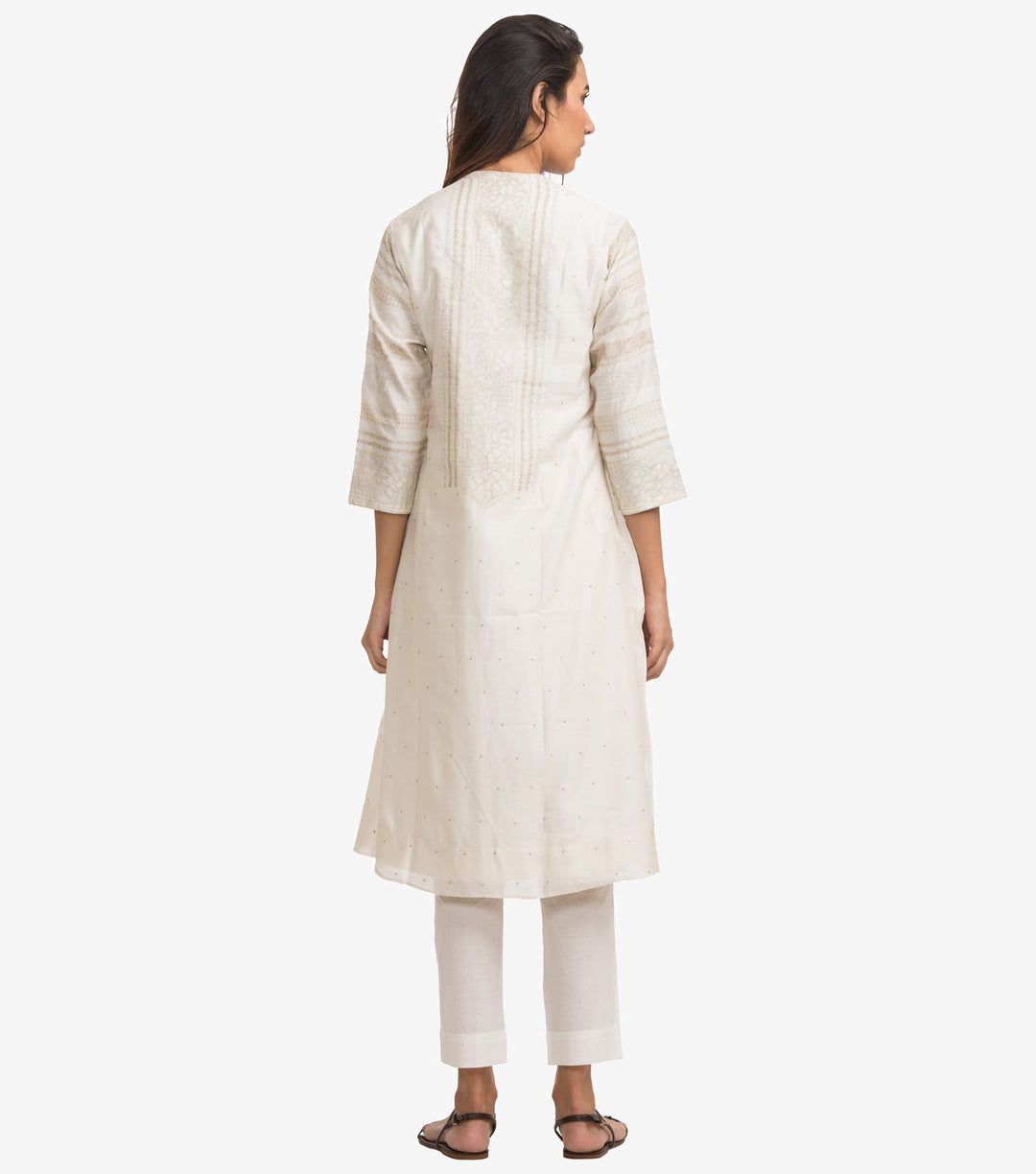 Natural silk chanderi embroiderd kurta