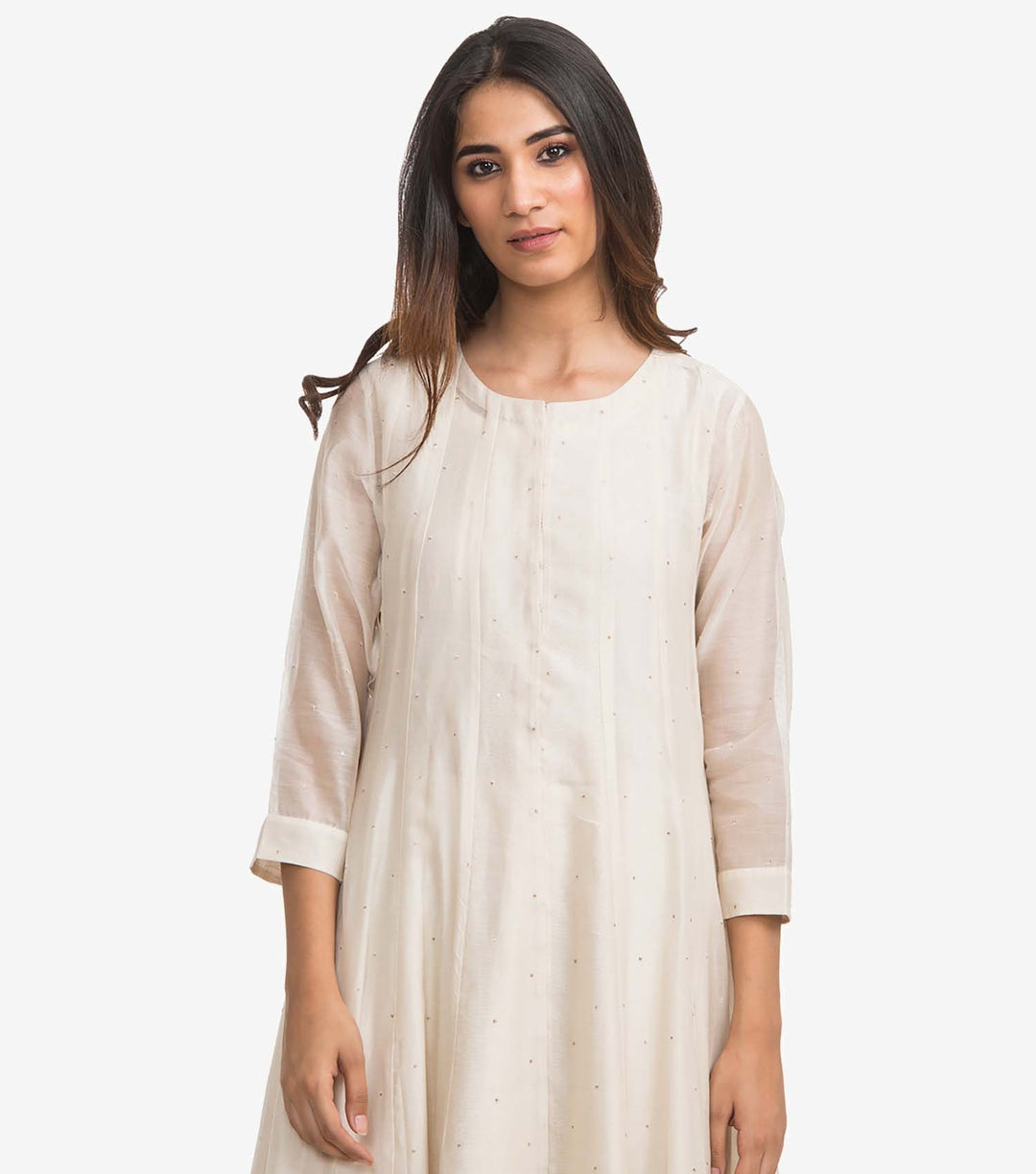 Natural silk chanderi kalidar kurta