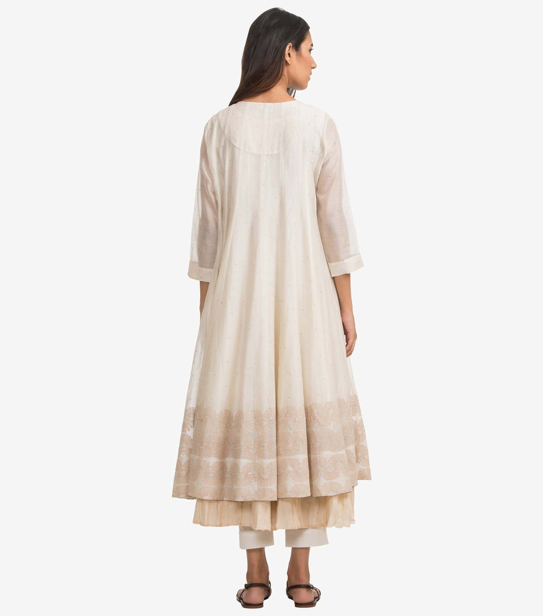 Natural silk chanderi kalidar kurta