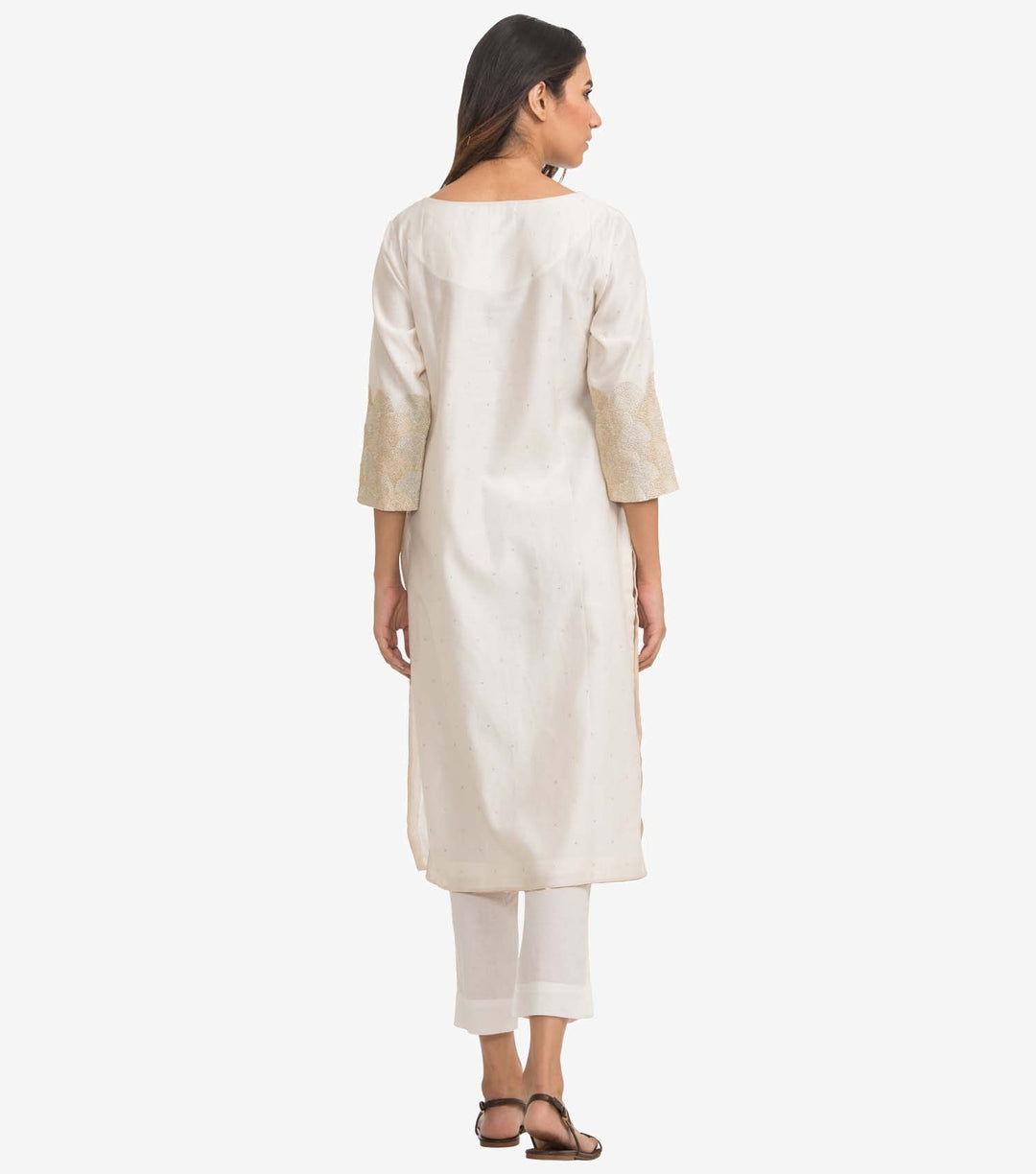 Natural silk chanderi embroidered kurta