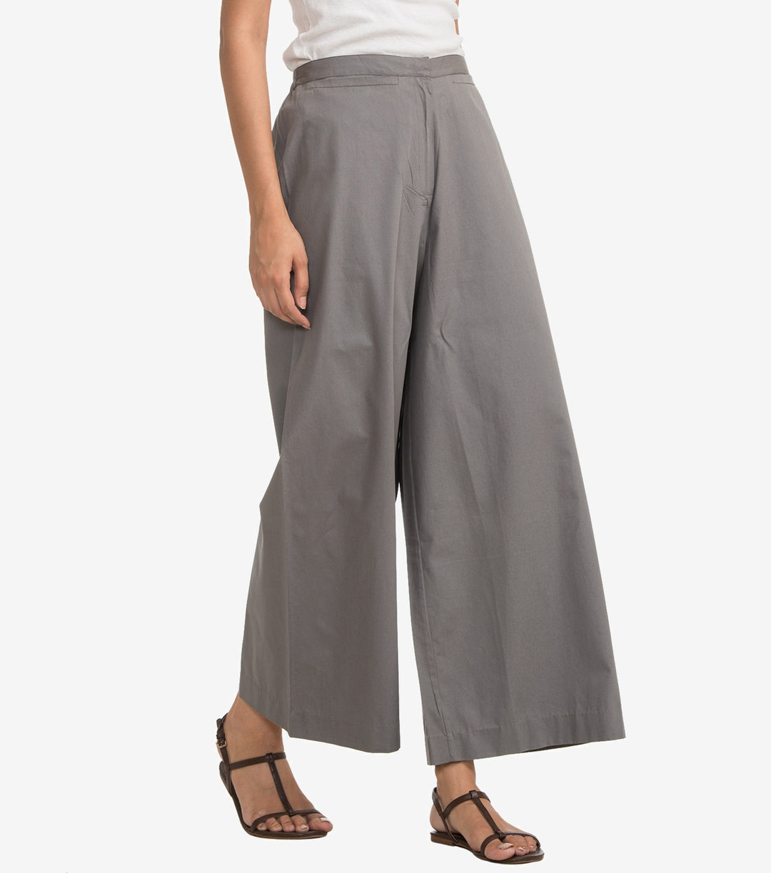 Grey cotton poplin pant