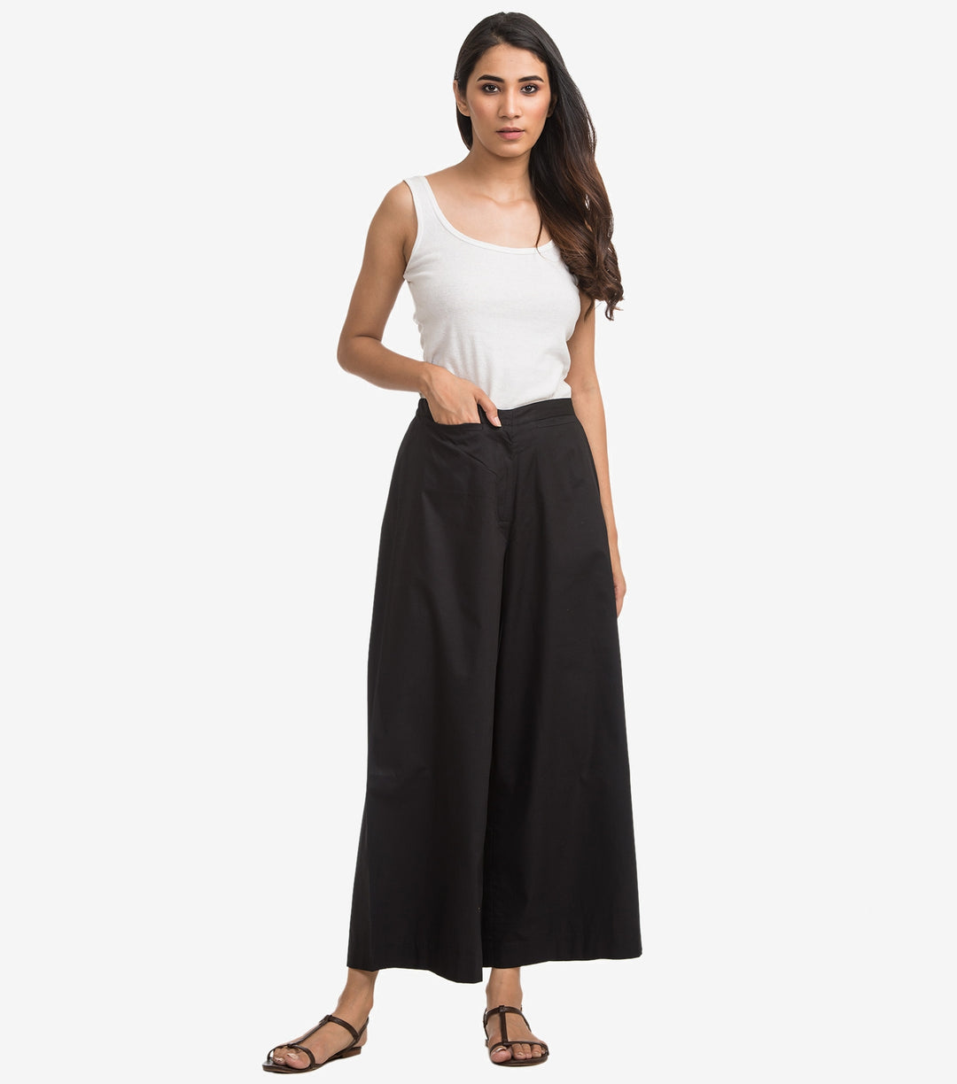 Black cotton poplin pant