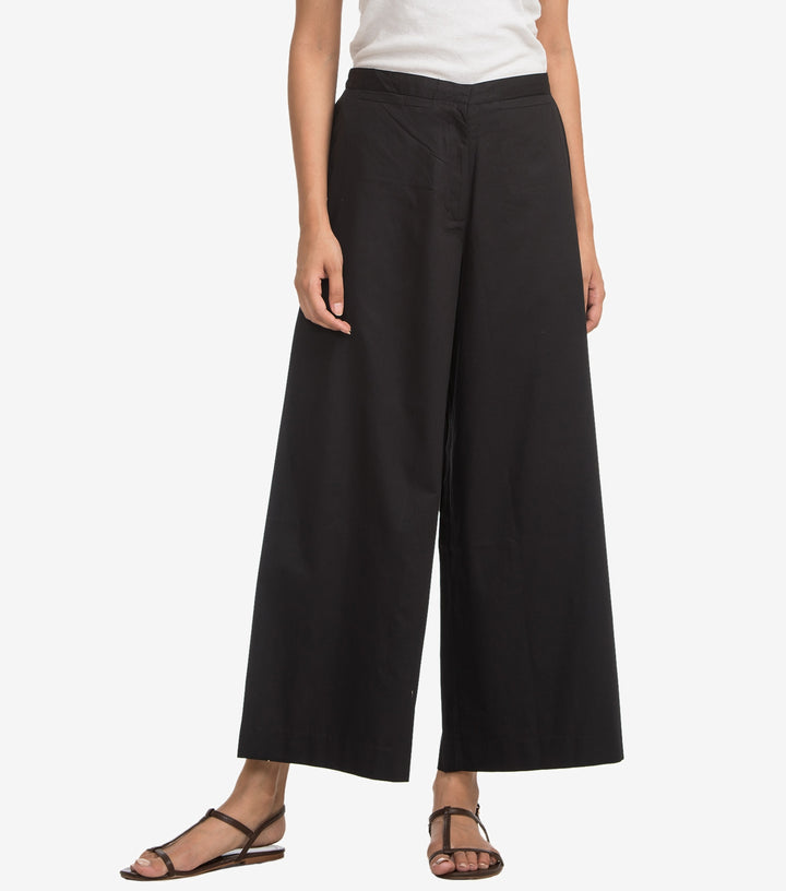 Black cotton poplin pant