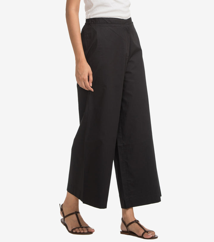 Black cotton poplin pant