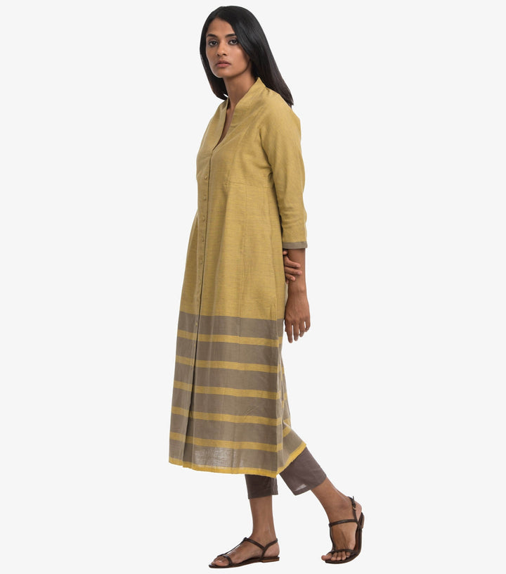 Yellow khadi cotton kurta