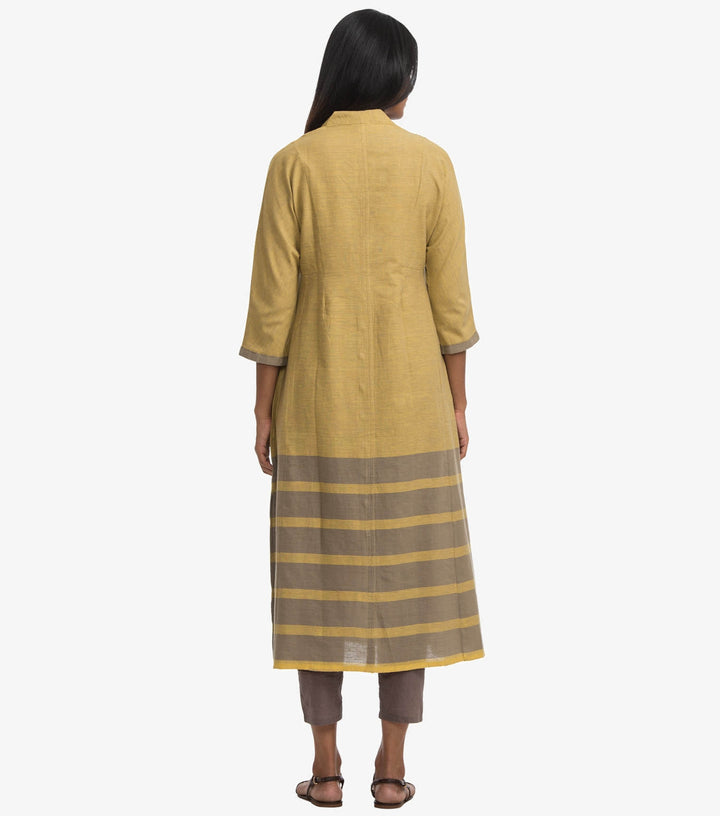 Yellow khadi cotton kurta