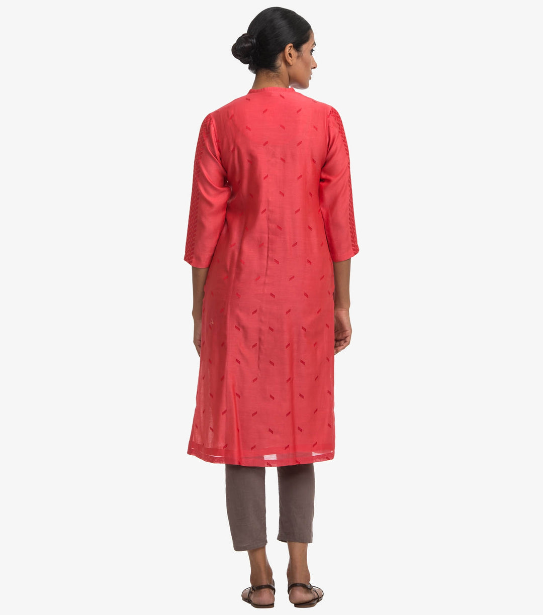 Coral chanderi embroidered cape