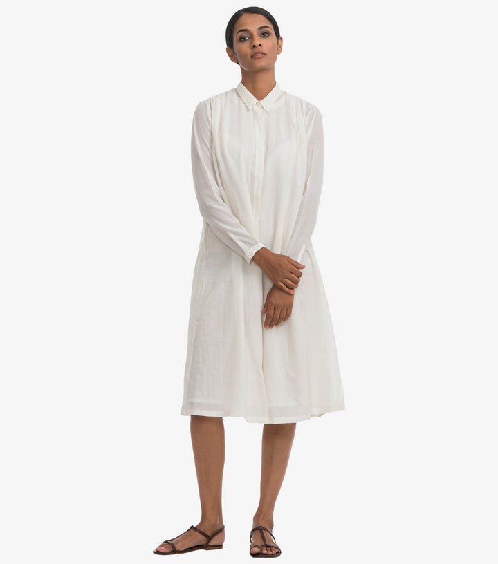 Natural Solid cotton Shirt Dress